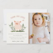 Kleine Farm Pig Butterfly Kinder Foto Geburtstag Dankeskarte (Vorderseite)