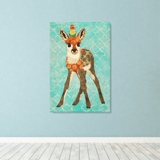 Kleine Fawn & Bird Leinwand (Insitu (Holzboden))