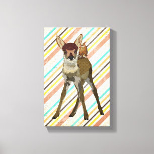 KLEINE FAWN- UND OWL-Leinwand Leinwanddruck