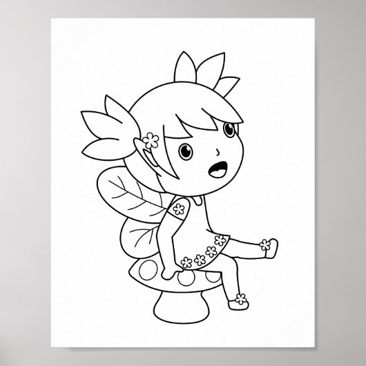 Kleine Fee auf einer Toadstocker Farbseite Poster (Vorne)