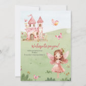 Kleine Fee Rosa Schloss Schmetterling jedes Alter Einladung (Rückseite)