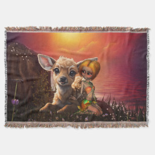 Kleine Fee und die niedliche Fawn. Decke