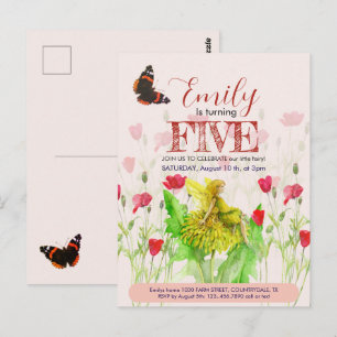Kleine Fee und Mohnblumen Postkarte