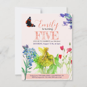 Kleine Fee und Wildblumen Postkarte