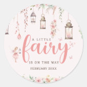 Kleine Fee verzaubert Pink Baby Dusche Runder Aufkleber (Vorderseite)