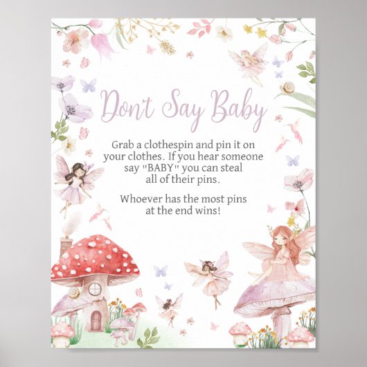 Kleine Fee Whimsical Baby Dusche Sage Baby nicht Poster (Vorne)