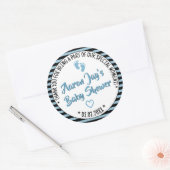 Kleine Feen gestreiftes Muster Baby Dusche Boy Gef Runder Aufkleber (Umschlag)