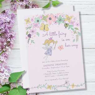 Kleine Feen-Whimsical-Blumengarten-Baby-Party Einladung
