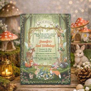 Kleine Feen Whimsical Wald 2. Geburtstagsfeier Einladung