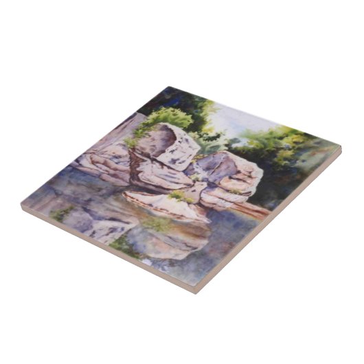 Kleine Felsen- und Wassermalerei, Fliese (Seite)