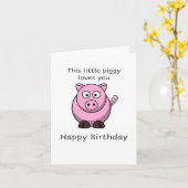 Kleine Ferkel, glücklicher Geburtstag Karte (Gelbe Blume)