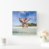 Kleine Ferkel Quadratische Wanduhr (Zuhause)