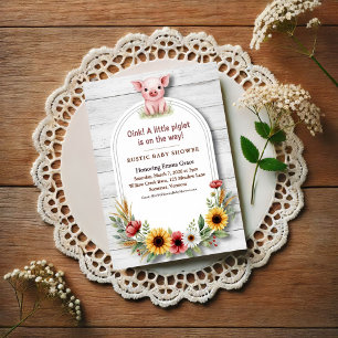 Kleine Ferkel-Sonnenblumen-Farm-Baby-Party Einladung