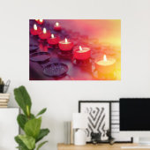 Kleine Feuerkerzen in der katholischen Kirche Poster (Heimbüro)