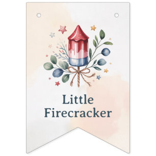 Kleine Feuerwerk-Patriotische Aquarell-Baby-Show Wimpelkette