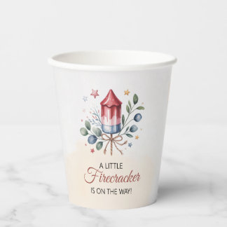 Kleine Feuerwerk-Wasserfarbe 4. Juli Baby Shower Pappbecher
