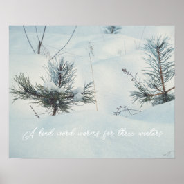 Kleine Fichten unter Schnee Poster