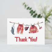 Kleine Firefighter-Wäscheleine Vielen Dank Hinweis Einladung (Stehend Vorderseite)