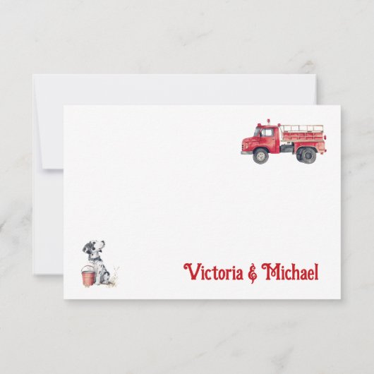 Kleine Firefighter-Wäscheleine Vielen Dank Hinweis Einladung (Rückseite)