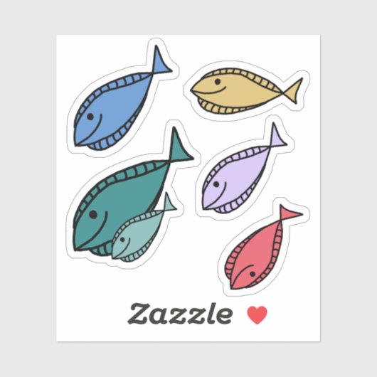 Kleine Fische farbenfroh und lustig Aufkleber (Blatt)