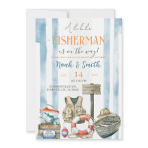 Kleine Fischer-Baby-Shower-Einladung | Rustikal F