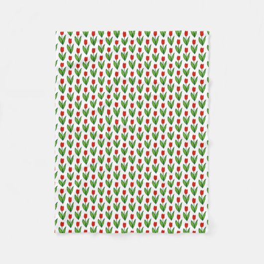 Kleine Fleecedecke mit roten Tulpenmuster-Blume (Vorderseite)