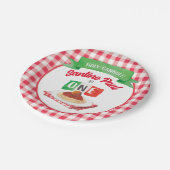 Kleine FLEISCHKÖTTCHEN 1. GEBURTSTAG Pappteller (Schrägansicht)