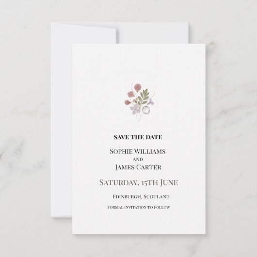 Kleine florale Hochzeit Save The Date (Vorderseite)