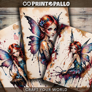Kleine Flügelmärchen (Tinker Bell) in Aquarell - Geschenkpapier Set