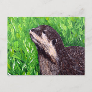Kleine Flussotter-Malerei Postkarte