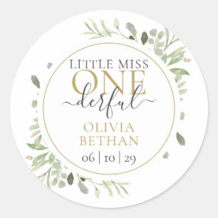 Kleine Frau Mr. ONEderful Boy Erster Geburtstag Runder Aufkleber