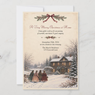 Kleine Frauen inspirierte Vintage-Weihnachtseinlad Einladung