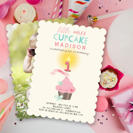 Kleine Fräulein Cupcake Prinzessin Mädchen 1. Gebu Einladung