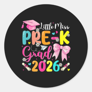 Kleine Fräulein Pre-K Absolventin 2026 Vorschulabs Runder Aufkleber