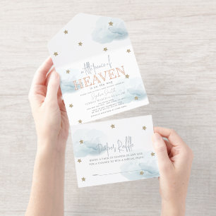 Kleine Frieden des Himmels Blaue Wolke Baby Shower All-in-One-Einladung