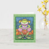 KLEINE FROG HOPPY HALLOWEEN NOTE CARD Verse Karte (Gelbe Blume)