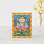 KLEINE FROG HOPPY HALLOWEEN NOTE CARD Verse Karte (Gelbe Blume)