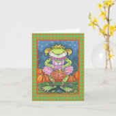 KLEINE FROG HOPPY HALLOWEEN NOTE CARD Verse Karte (Gelbe Blume)