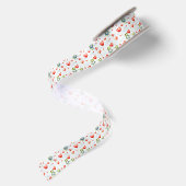 Kleine Frösche und rote Blume Satinband (Rückseite)