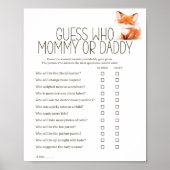 Kleine Fuchs-Mommy- oder Daddy-Baby-Party-Spiel Poster (Vorne)