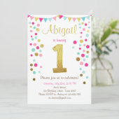 Kleine funkelnde Rosa Goldminze Geburtstagsladung Einladung (Stehend Vorderseite)