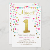 Kleine funkelnde Rosa Goldminze Geburtstagsladung Einladung (Vorne/Hinten)