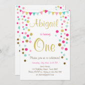 Kleine funkelnde Rosa Goldminze Geburtstagsladung Einladung (Vorne/Hinten)