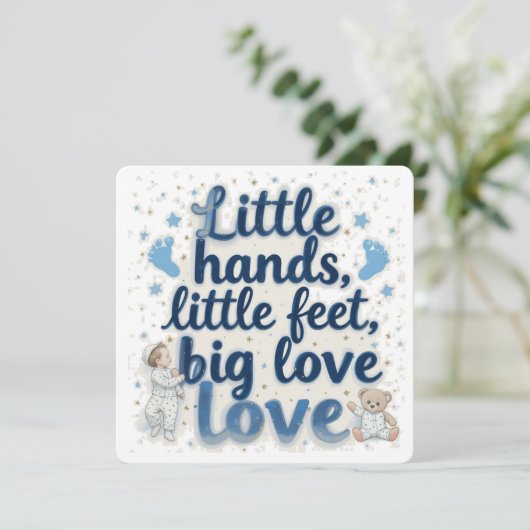 Kleine Füße Babydusche Save The Date (Stehend Vorderseite)