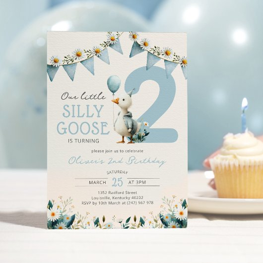 Kleine Gans Blue Boy 2. Geburtstag Einladung