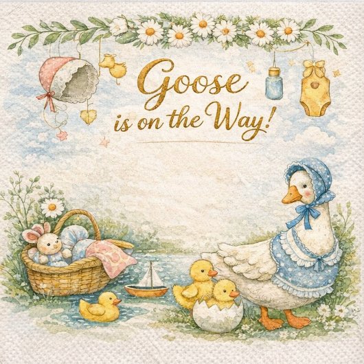 kleine Gans ist auf dem Weg Serviette
