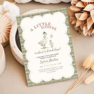 Kleine Gans Neutral Salbei Grün Bogen Babyparty Einladung