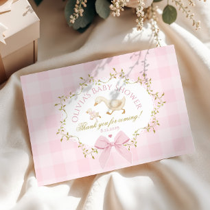 Kleine Gans Rosa Schleife Baby Mädchen Shower Dankeskarte
