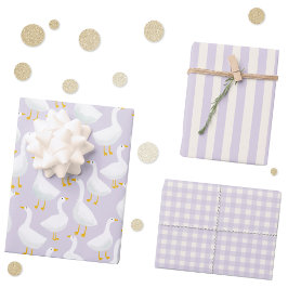 Kleine Gänse Lilac Lila Geschenkpapier Set