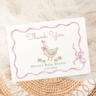 Kleine Gänse Pink Bow Mädchen Dusche Dankeskarte